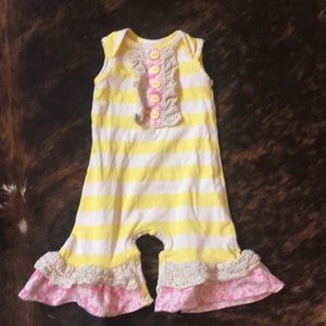 ✨ Beautiful RicRac Yellow and Pink Romper ✨